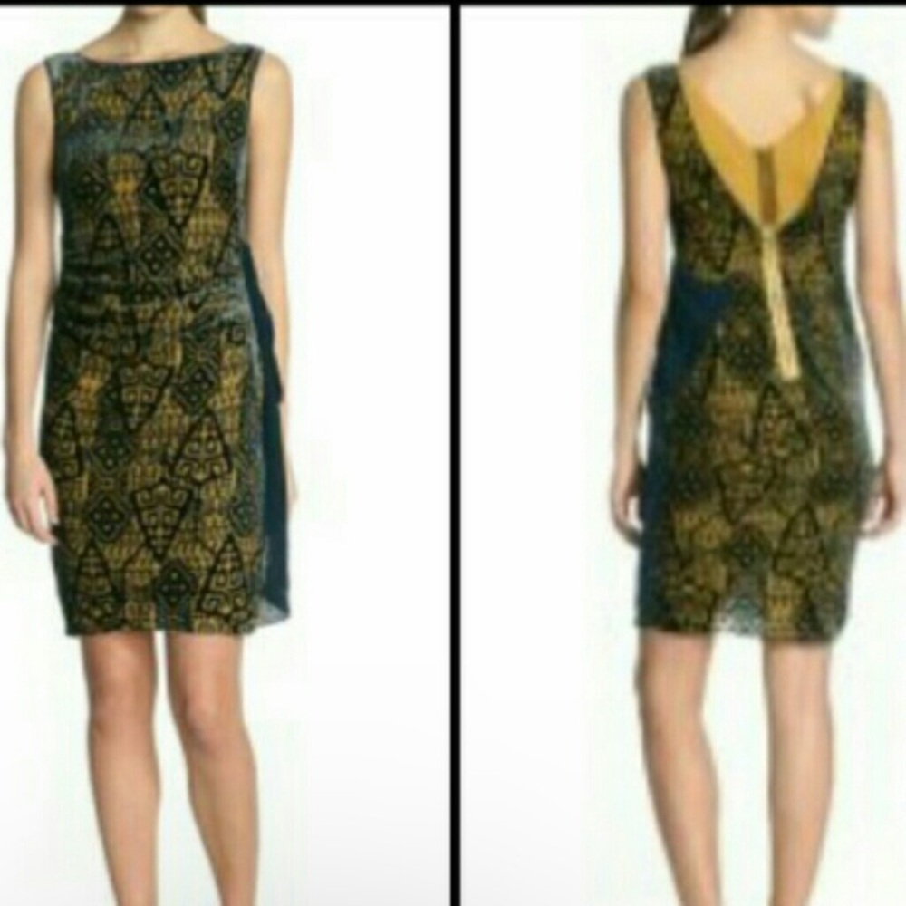 Magachoni Collection Dress Velour silk shift mini green women 4 event grunge